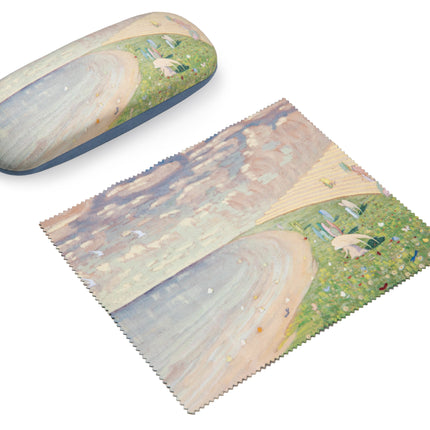 Akinių dėklas su akinių valymo servetėle, M K Čiurlionis Angelai, pirmas planas, dovanų idėjos mamai, močiutei