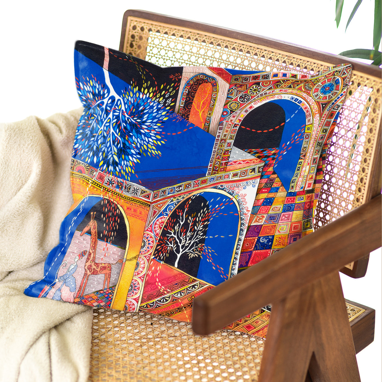 Dekoratyvinė pagalvėlė Aušra Čapskytė Oranžinis miestas, priekis, Lietuvos menininkų kolekcija,stilingi namų interjėro detalės aksesuarai