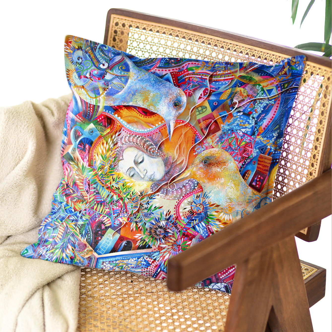 Dekoratyvinė pagalvėlė Aušra Čapskytė Šviesa iš praeities, priekis, Lietuvos menininkų kolekcija,stilingi namų interjero detalės aksesuarai