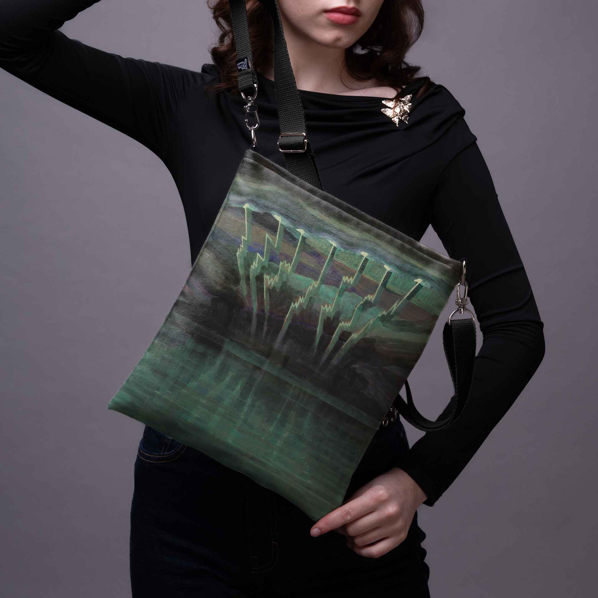 Rankinė per petį M. K. Čiurlionis „Žaibai