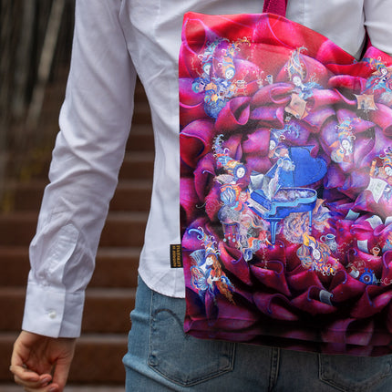 Stilingas pirkinių krepšys Aušra Čapskytė Gyvenimas jurgine III arba silkės su cinamonu receptas, Lietuvos menininkų kolekcija, moteriški mados aksesuarai, detalė