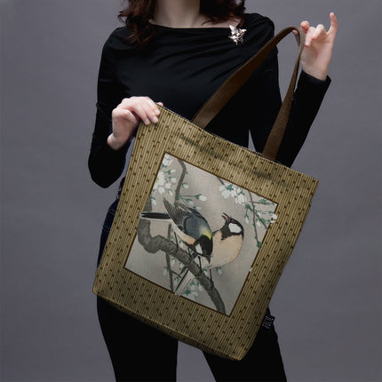 Pirkinių krepšys Ohara Koson „Zylės ant vyšnios šakelės