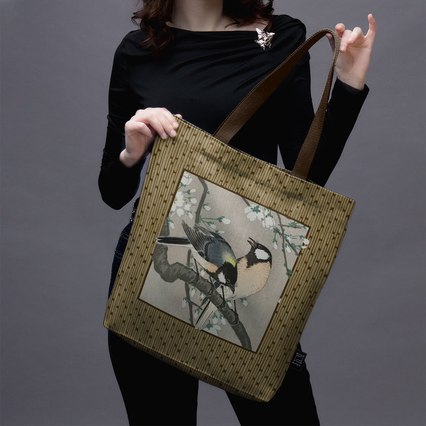 Pirkinių krepšys Ohara Koson „Zylės ant vyšnios šakelės