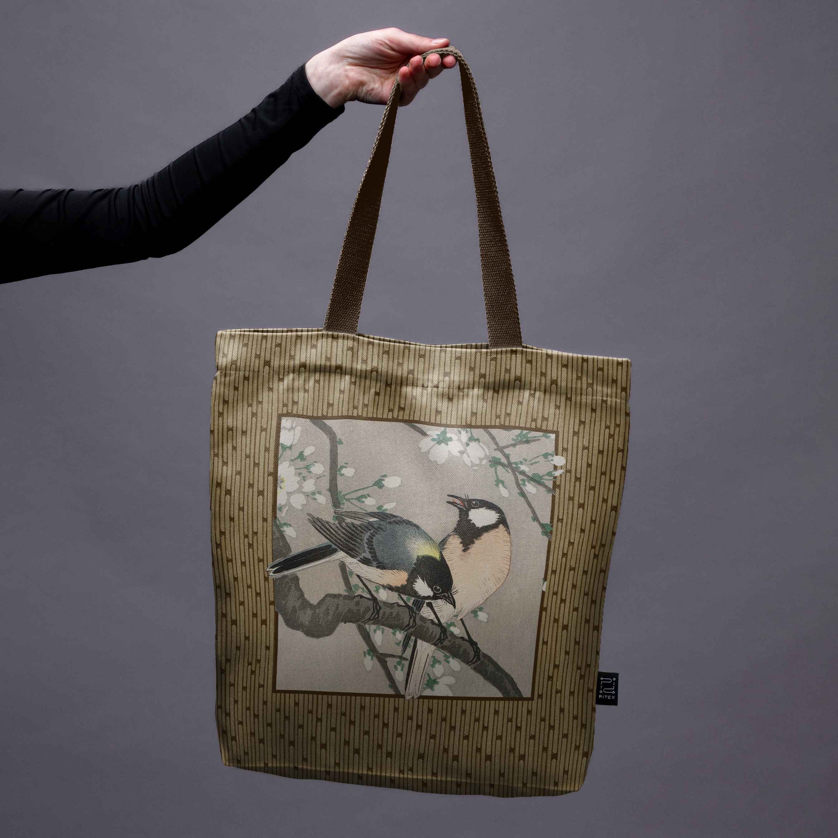 Pirkinių krepšys Ohara Koson „Zylės ant vyšnios šakelės