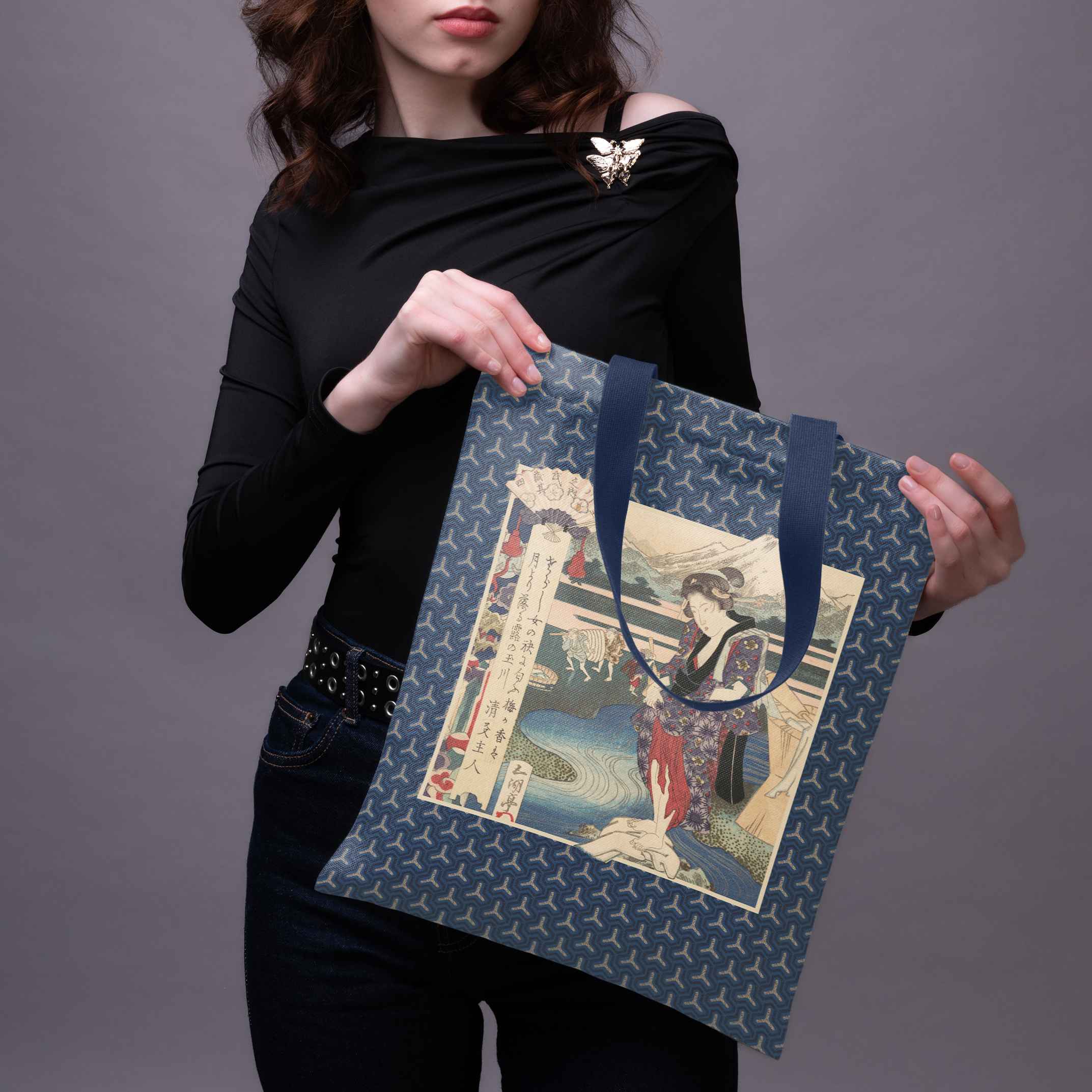 Pirkinių krepšys Yashima Gakutei „Geiša ir upė