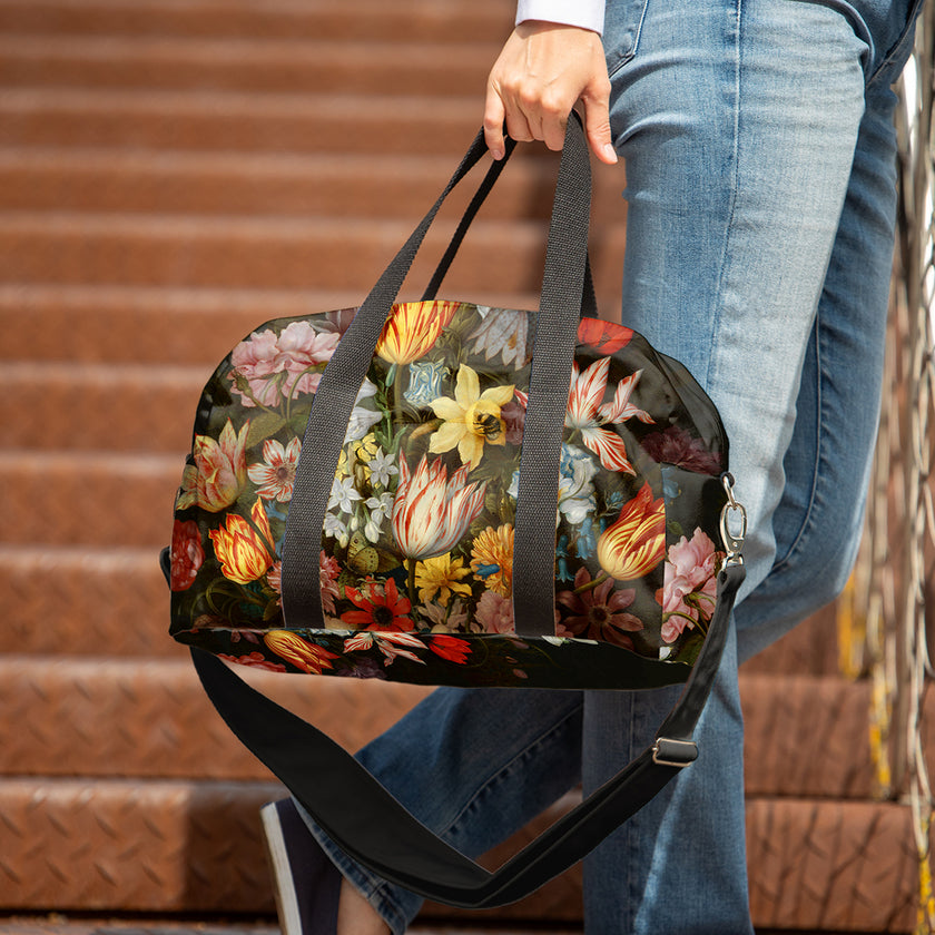 Pasaulio meno kolekcija, kelionių treniruočių krepšys, Gėlių natiurmortas, priekis, stilingi mados aksesuarai moterims pitex