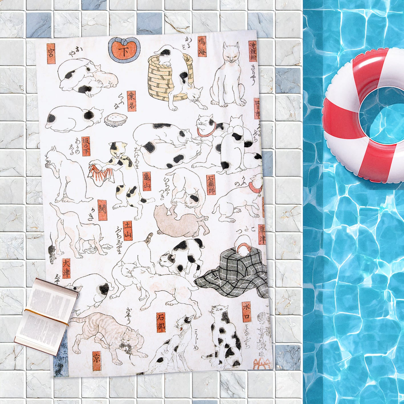 Rankšluostis Utagawa Kuniyoshi  „Cats