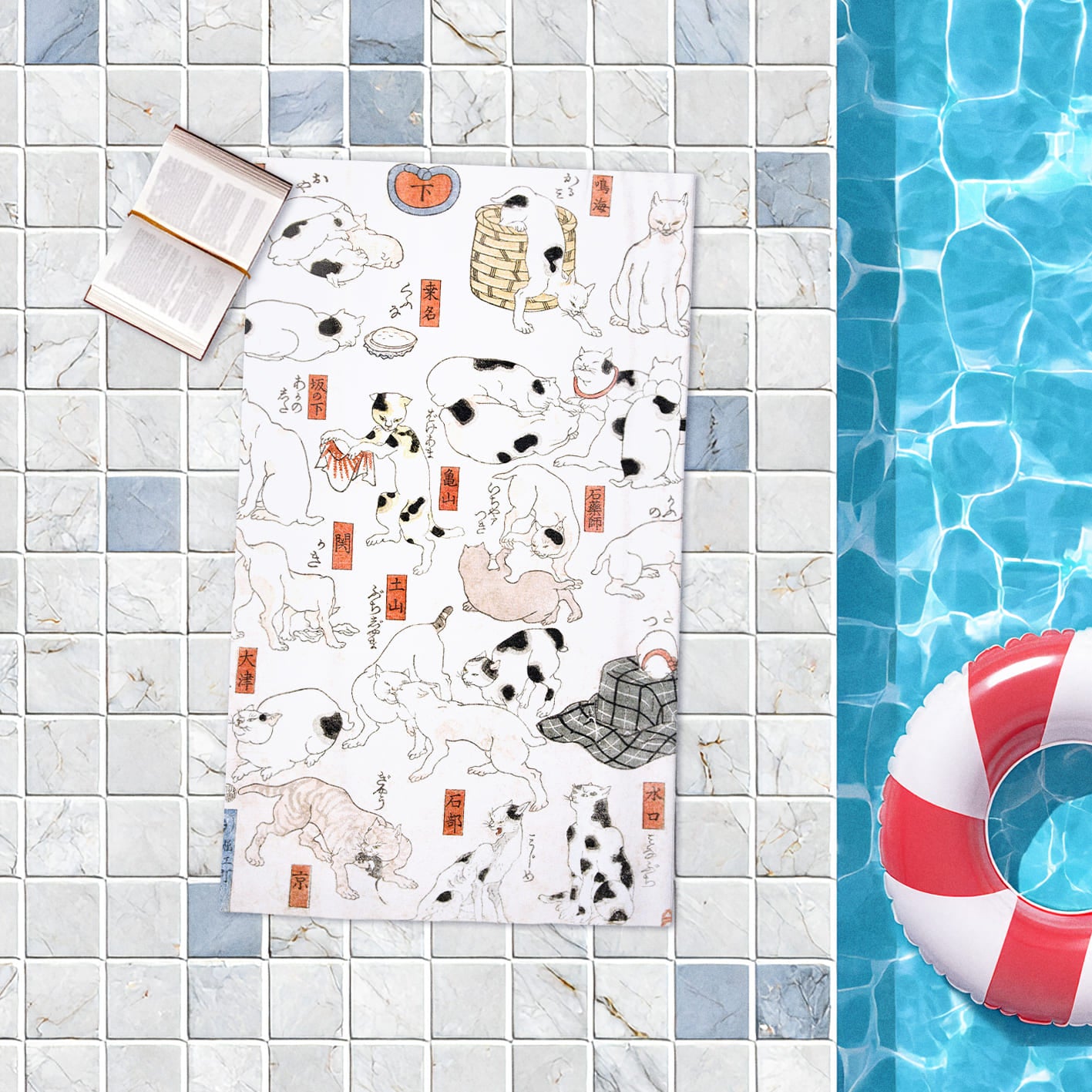 Rankšluostis Utagawa Kuniyoshi  „Cats