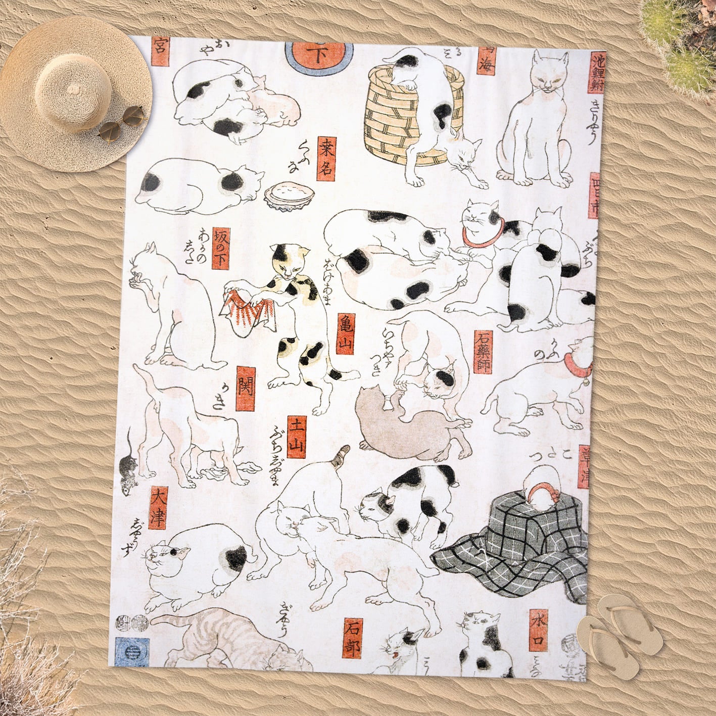 Rankšluostis Utagawa Kuniyoshi  „Cats