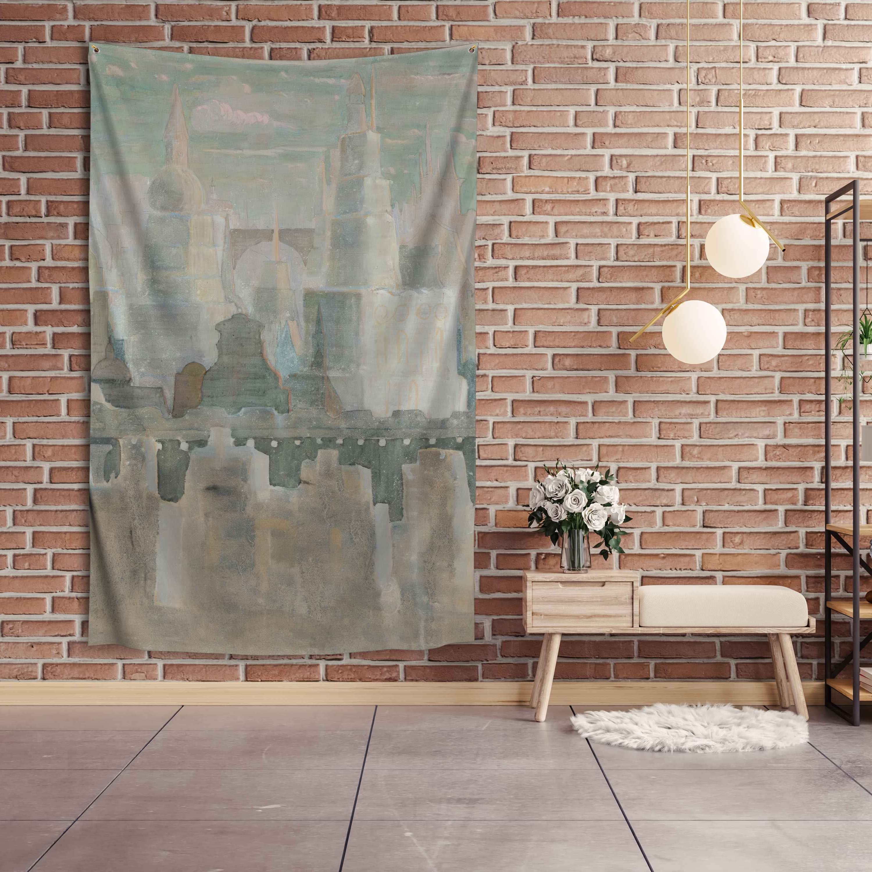 Sienos dekoracija gobelenas M. K. Čiurlionis „Miestas