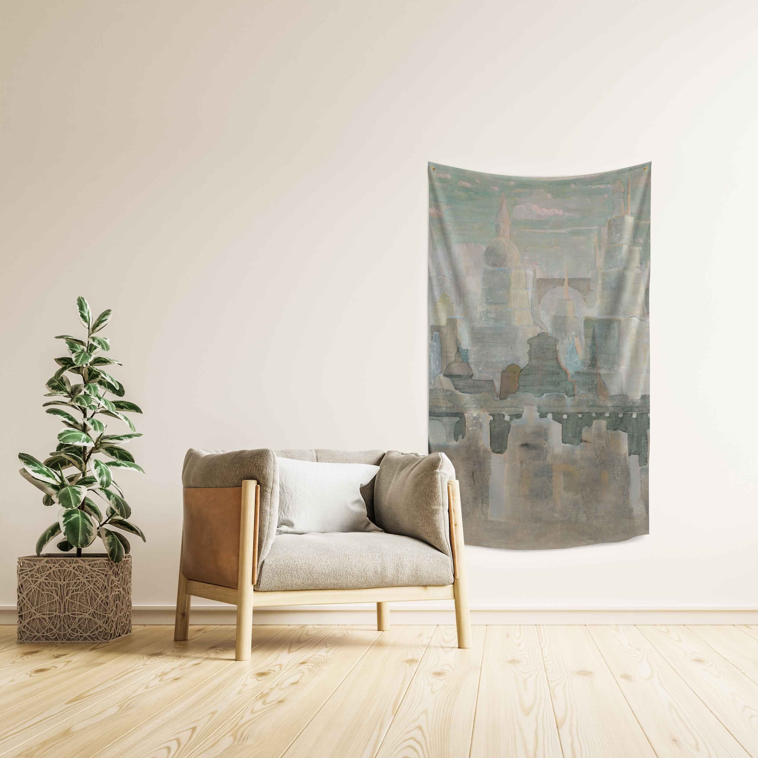 Sienos dekoracija gobelenas M. K. Čiurlionis „Miestas