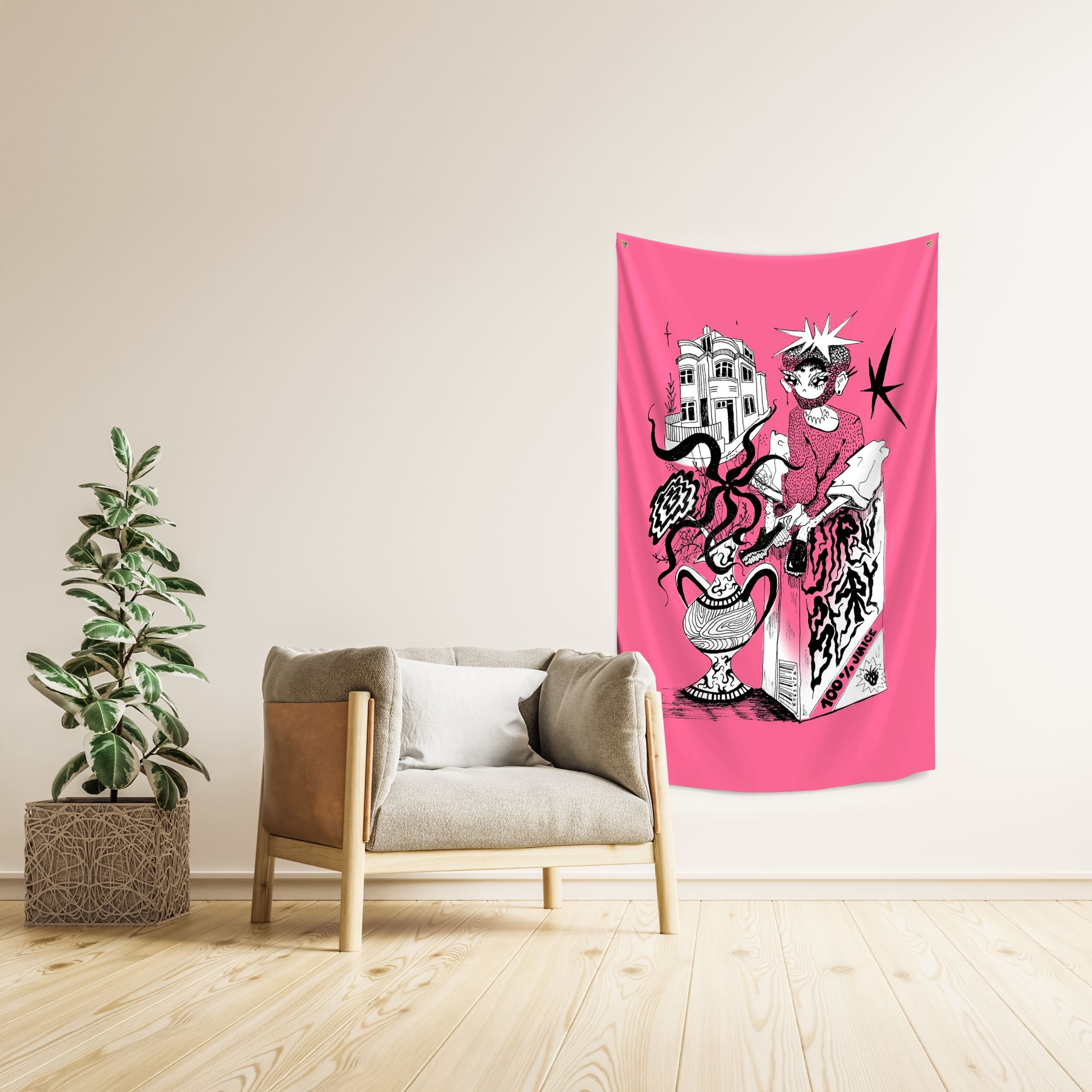 Sienos dekoracija gobelenas Flustas Jower „Strawberry