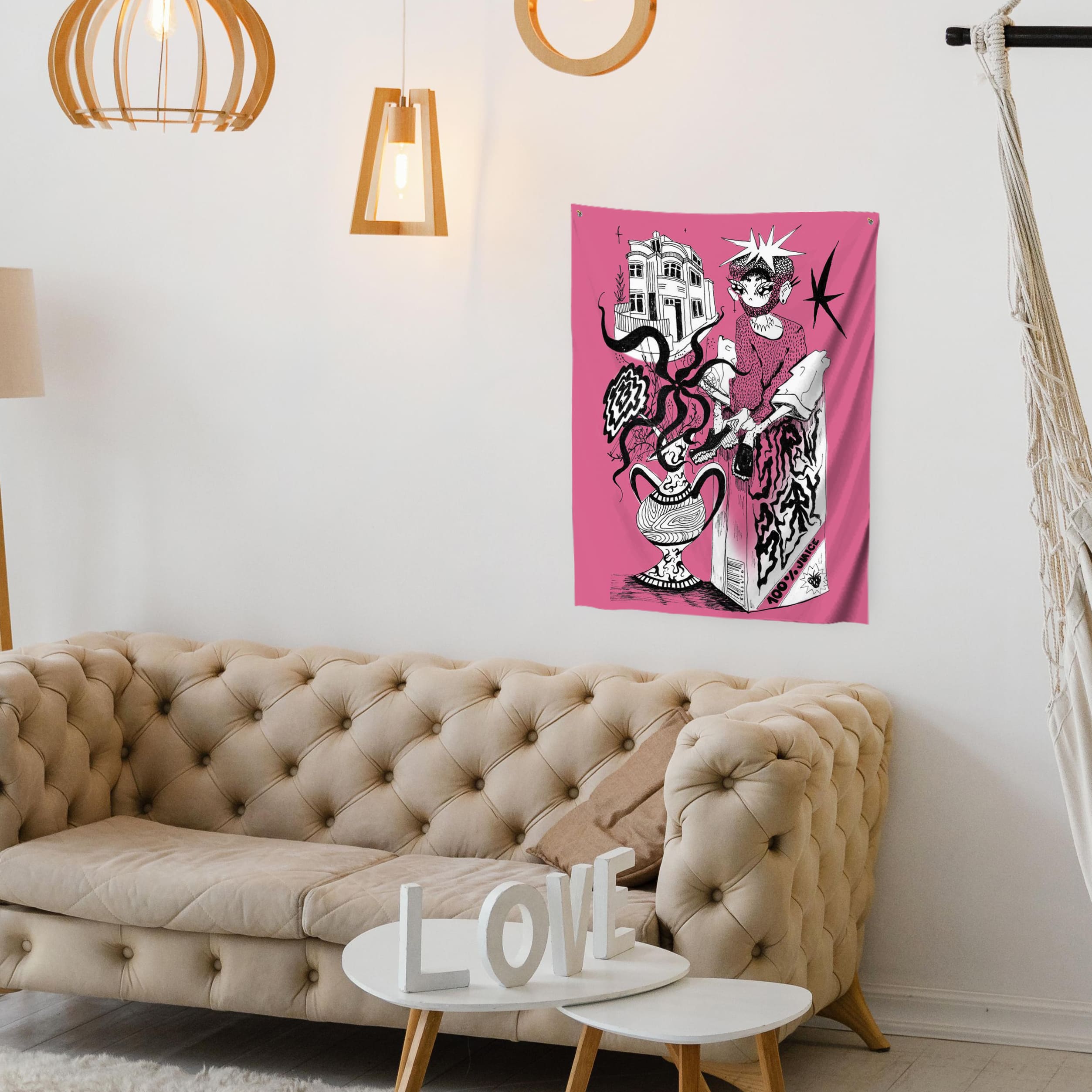 Sienos dekoracija gobelenas Flustas Jower „Strawberry