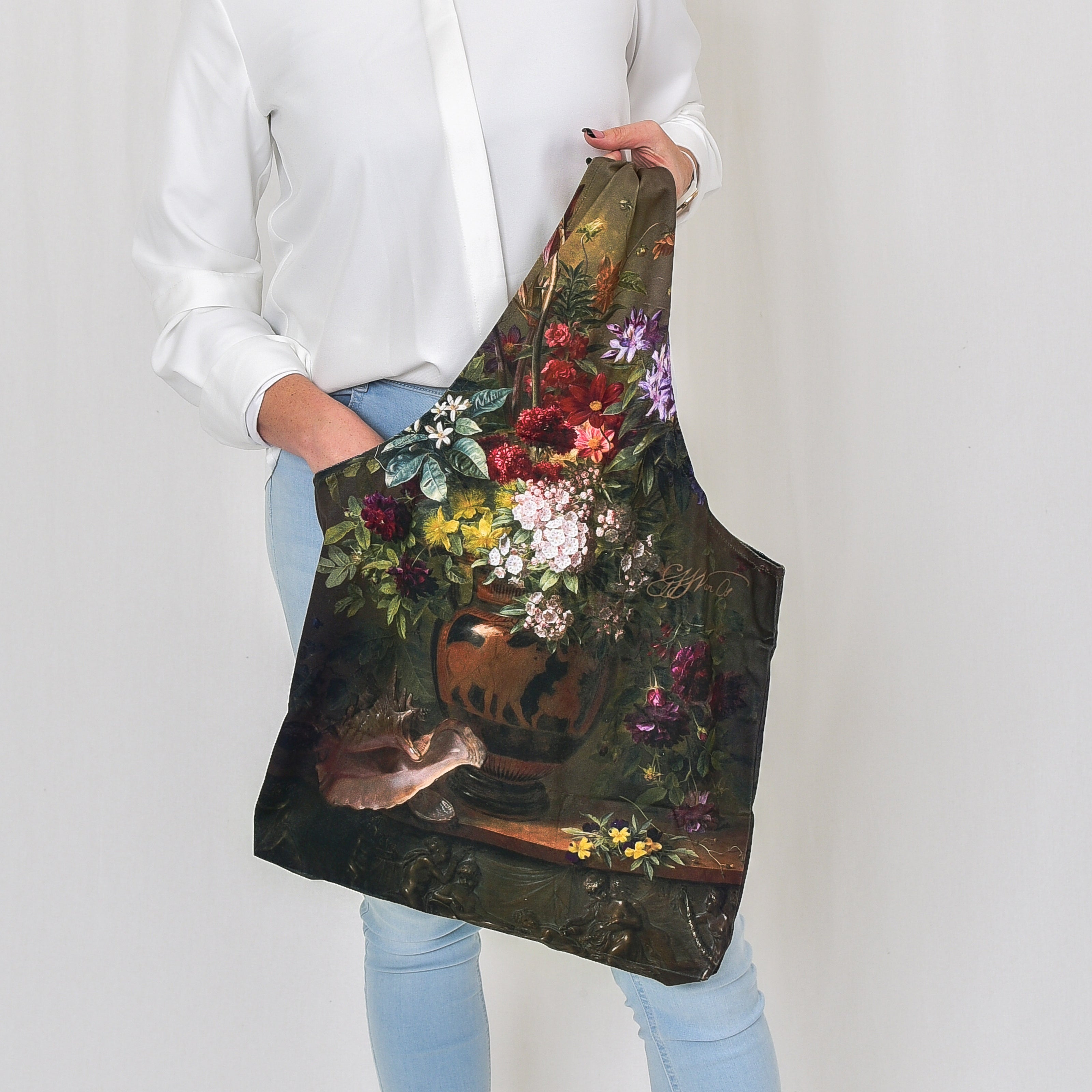 Gegužinis krepšys Gregorius van Os „Still Life With Flowers In A Greek Vase