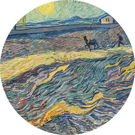 Field with Plowing Farmers