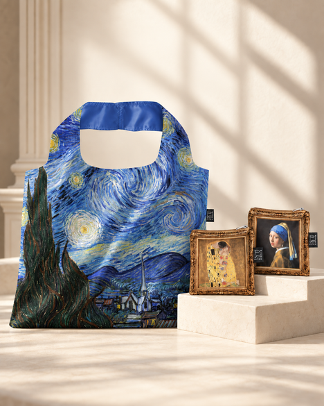 PITEX Museum Edition sulankstomi krepšiai su Van Gogho, Klimto ir Vermeerio kūriniais