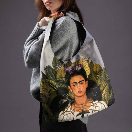 Gegužinė rankinė premium Frida Kahlo „Self-Portrait with Thorn Necklace and Hummingbird