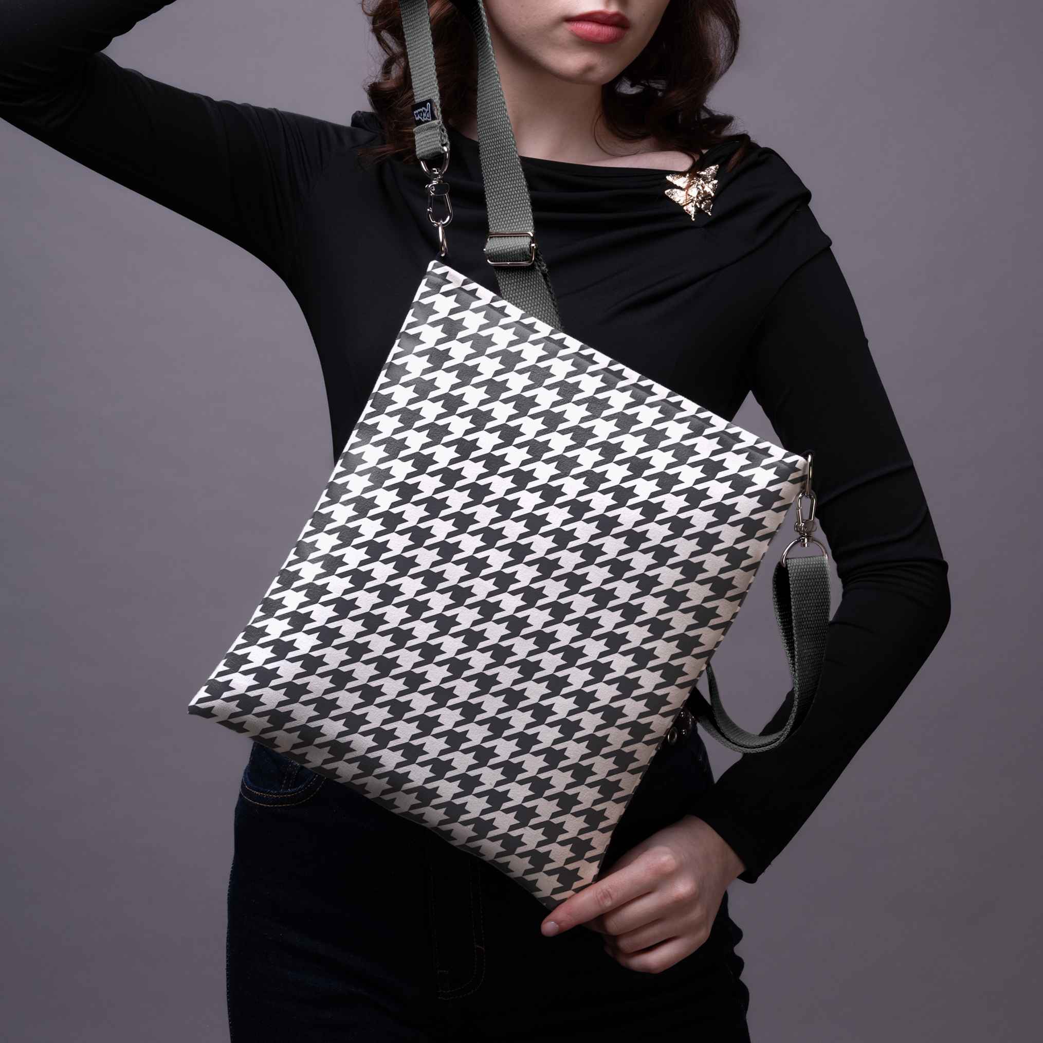 Classy Houndstooth Shoulder Bag