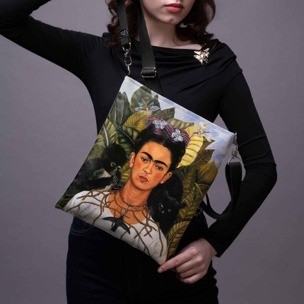 Rankinė per petį Frida Kahlo „Self-Portrait with Thorn Necklace and Hummingbird