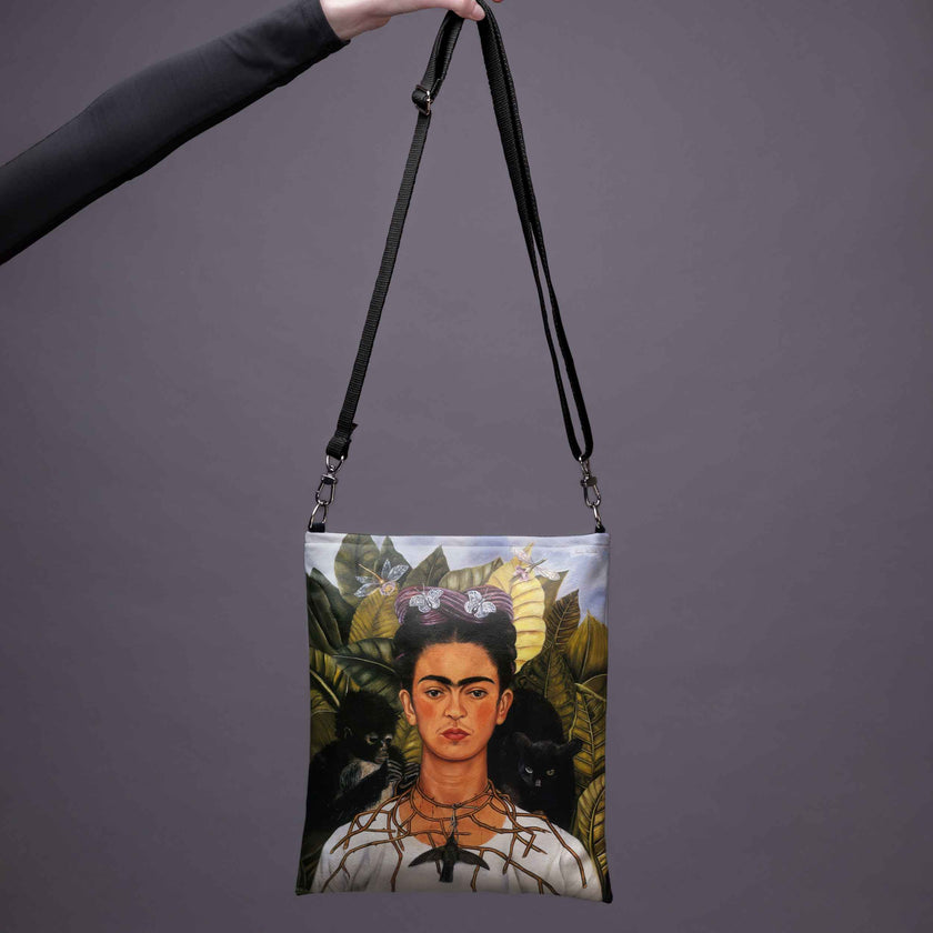Rankinė per petį Frida Kahlo „Self-Portrait with Thorn Necklace and Hummingbird