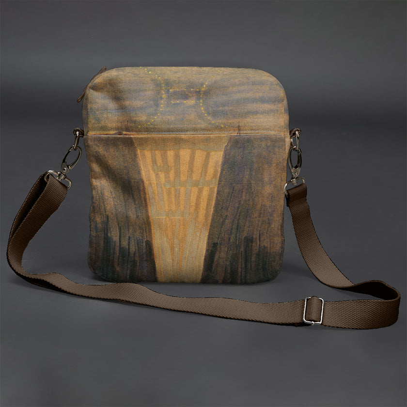 Vyriška rankinė per petį premium M. K. Čiurlionis „Saulė eina Dvynių ženklu“