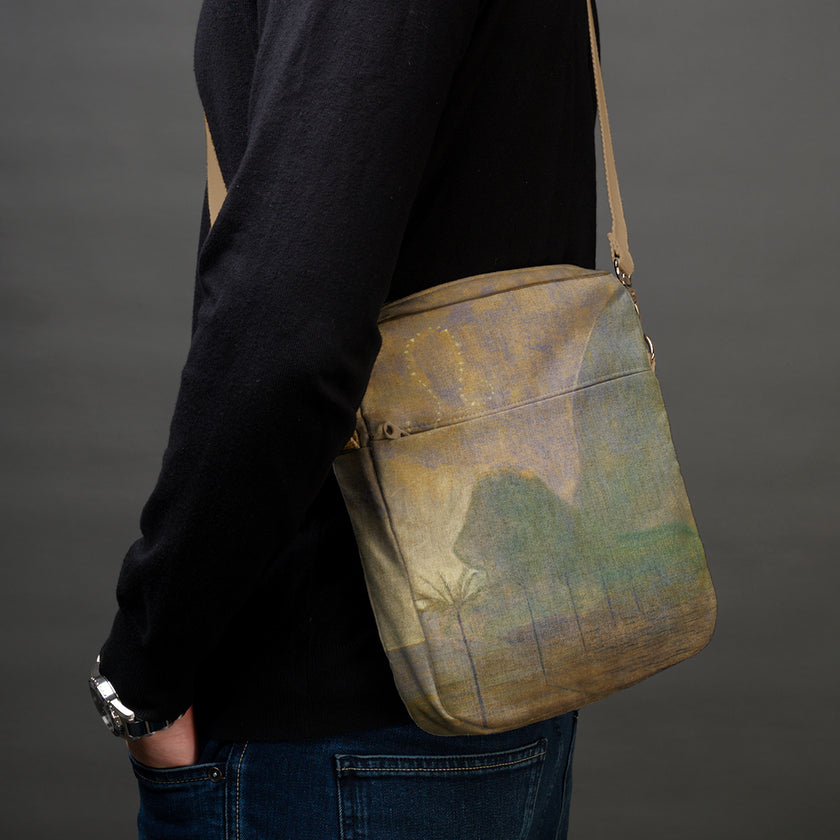 Vyriška rankinė per petį premium M. K. Čiurlionis „Saulė eina Liūto ženklu“