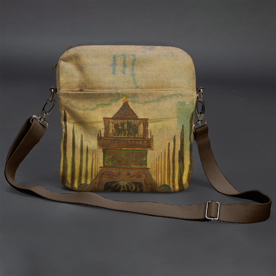 Vyriška rankinė per petį premium M. K. Čiurlionis „Saulė eina Skorpiono ženklu“