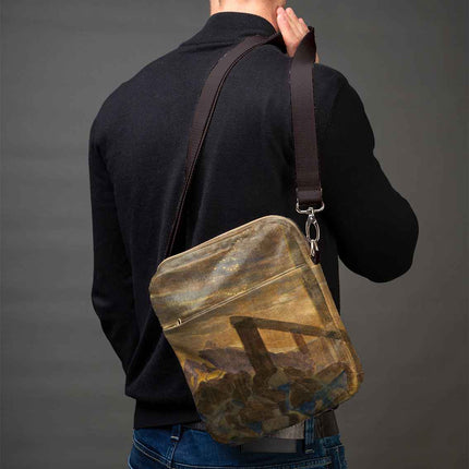 Vyriška rankinė per petį premium M. K. Čiurlionis „Saulė eina Vėžio ženklu“