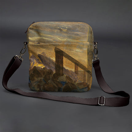 Vyriška rankinė per petį premium M. K. Čiurlionis „Saulė eina Vėžio ženklu“