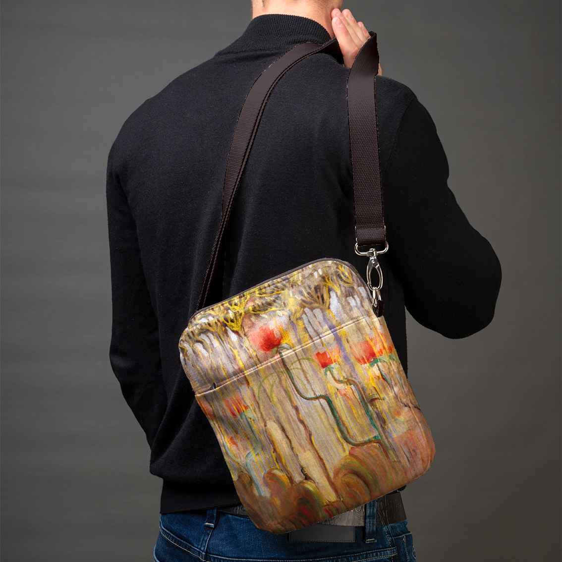 Vyriška rankinė per petį premium M. K. Čiurlionis „Pasaulio sutvėrimas IX“