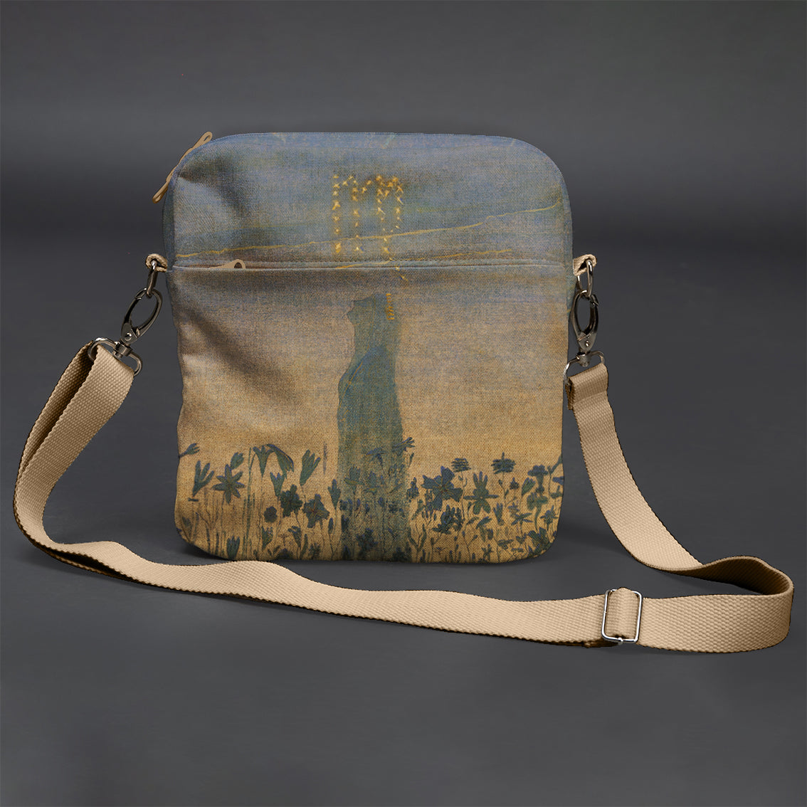 Vyriška rankinė per petį premium M. K. Čiurlionis „Saulė eina Mergelės ženklu“