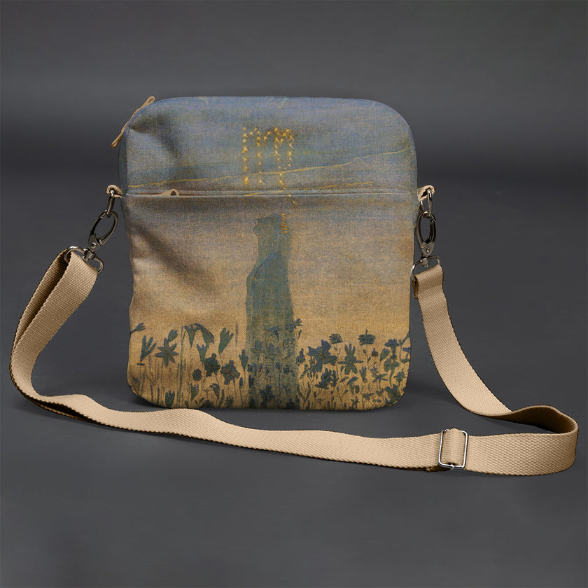 Vyriška rankinė per petį premium M. K. Čiurlionis „Saulė eina Mergelės ženklu“