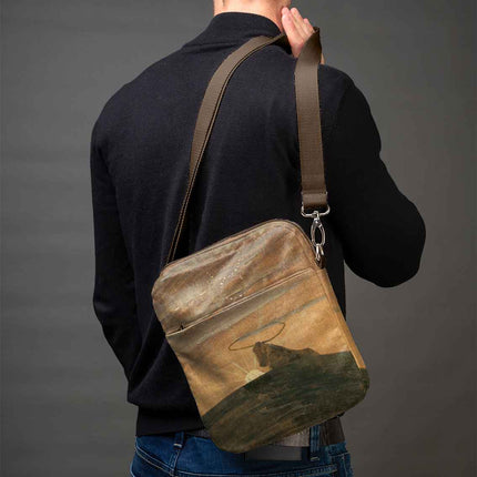 Vyriška rankinė per petį premium M. K. Čiurlionis „Saulė eina Jaučio ženklu“