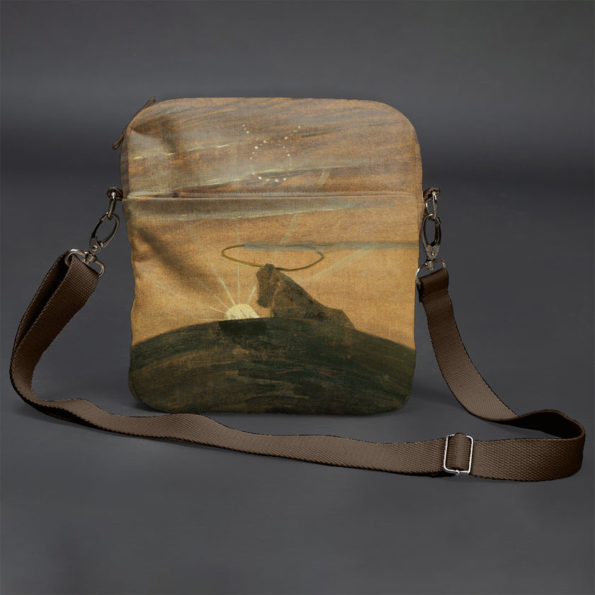 Vyriška rankinė per petį premium M. K. Čiurlionis „Saulė eina Jaučio ženklu“