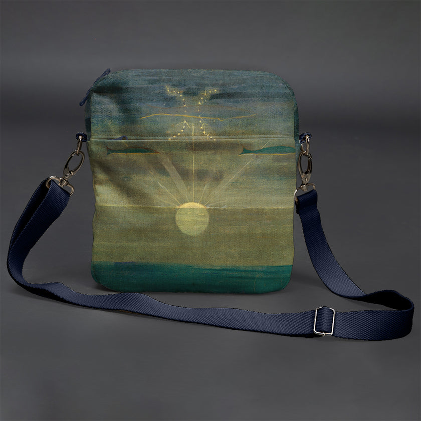 Vyriška rankinė per petį premium M. K. Čiurlionis „Saulė eina Žuvų ženklu“