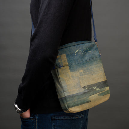 Vyriška rankinė per petį premium M. K. Čiurlionis „Saulė eina Vandenio ženklu“