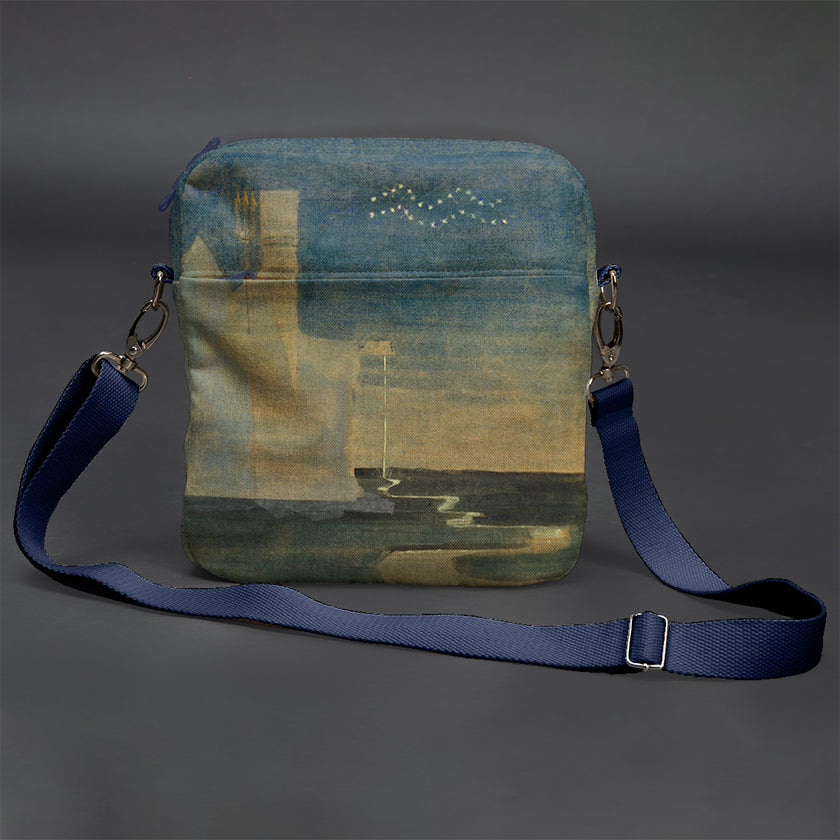 Vyriška rankinė per petį premium M. K. Čiurlionis „Saulė eina Vandenio ženklu“