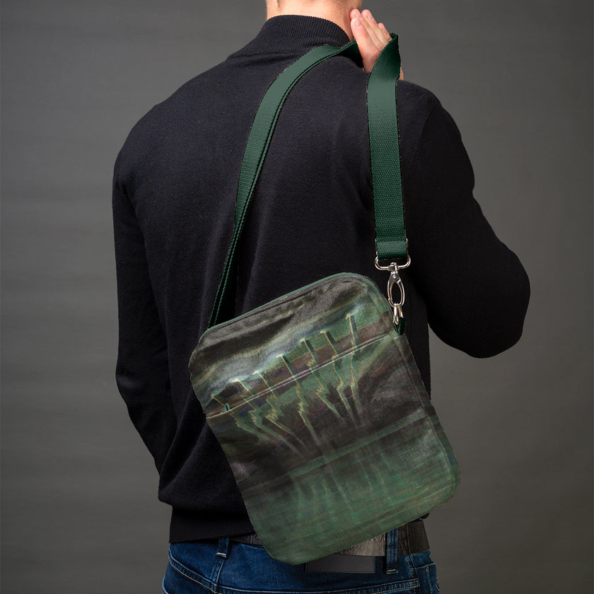 Vyriška rankinė per petį premium M. K. Čiurlionis „Žaibai“