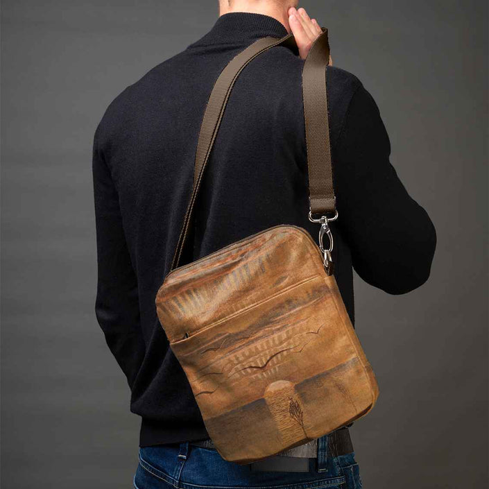 Men’s Premium Crossbody Bag M. K. Čiurlionis „Sunset