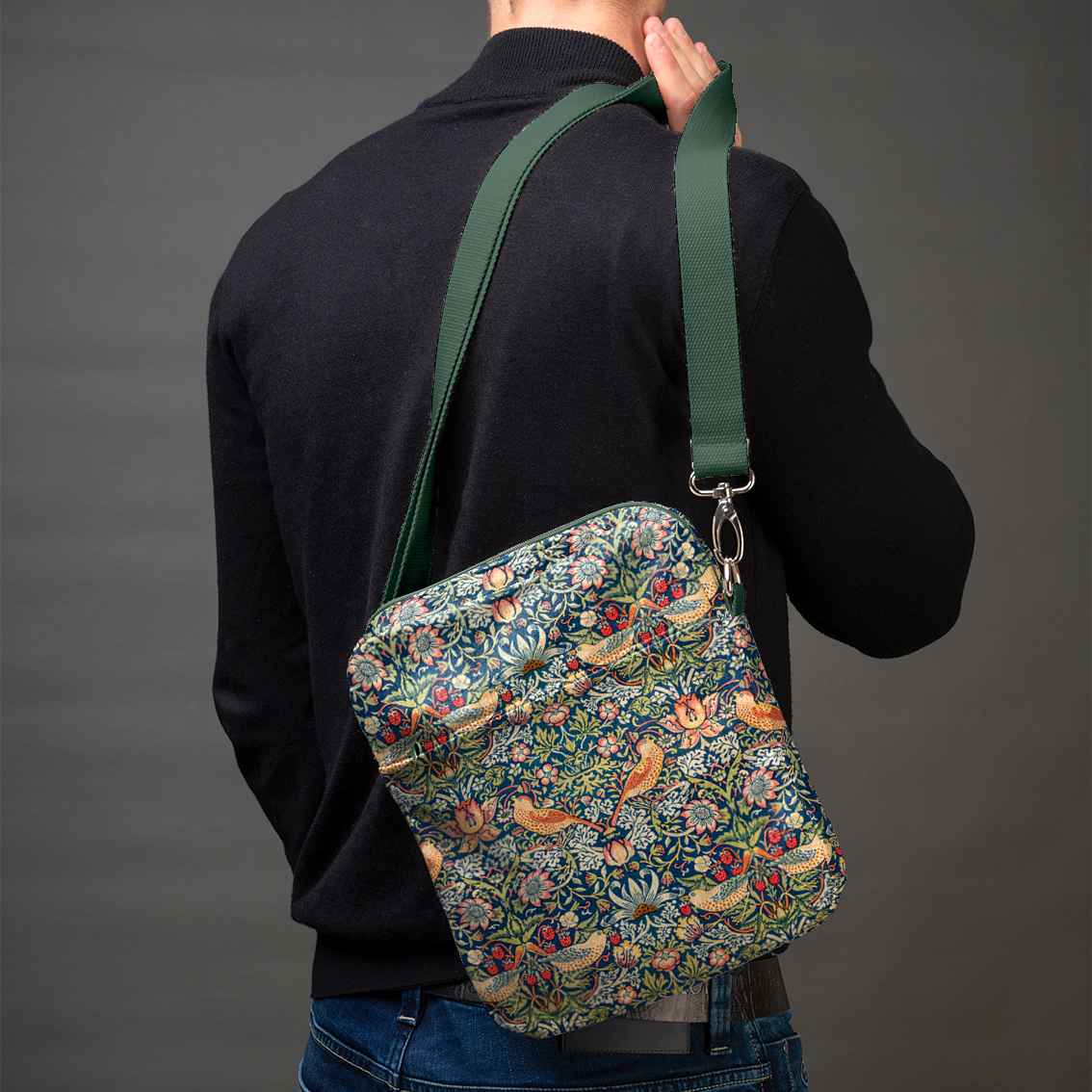 Vyriška rankinė per petį premium William Morris „Strawberry Thief