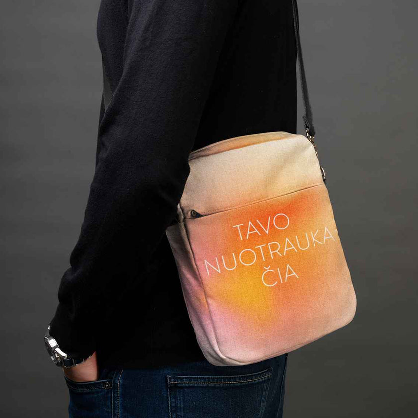 Vyriška rankinė per petį su jūsų nuotrauka