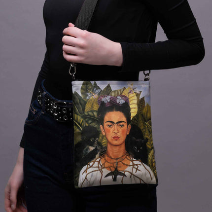 Rankinė per petį Frida Kahlo „Self-Portrait with Thorn Necklace and Hummingbird