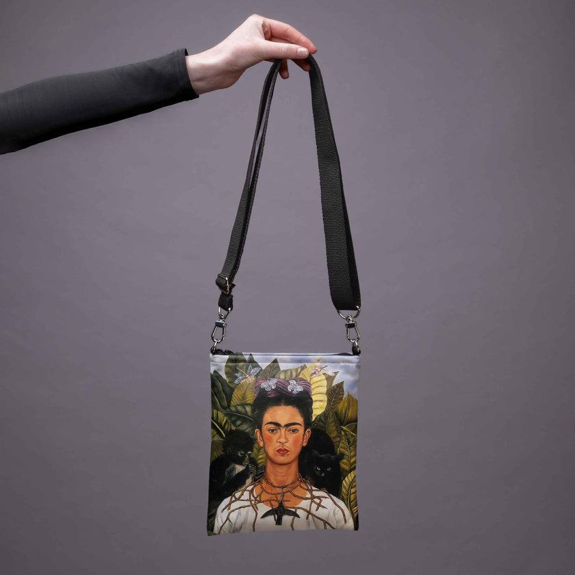 Rankinė per petį Frida Kahlo „Self-Portrait with Thorn Necklace and Hummingbird