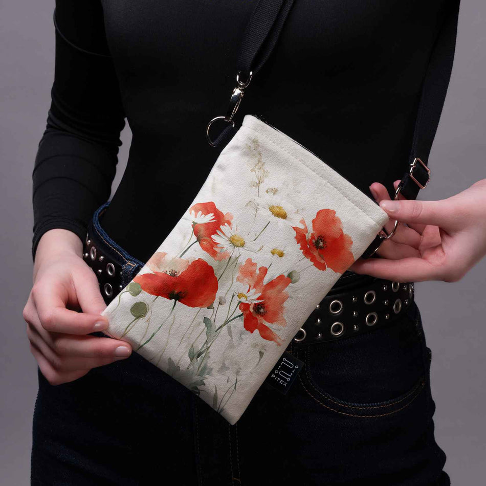 Telefono rankinė Gėlės „Aguonos ir Ramunės