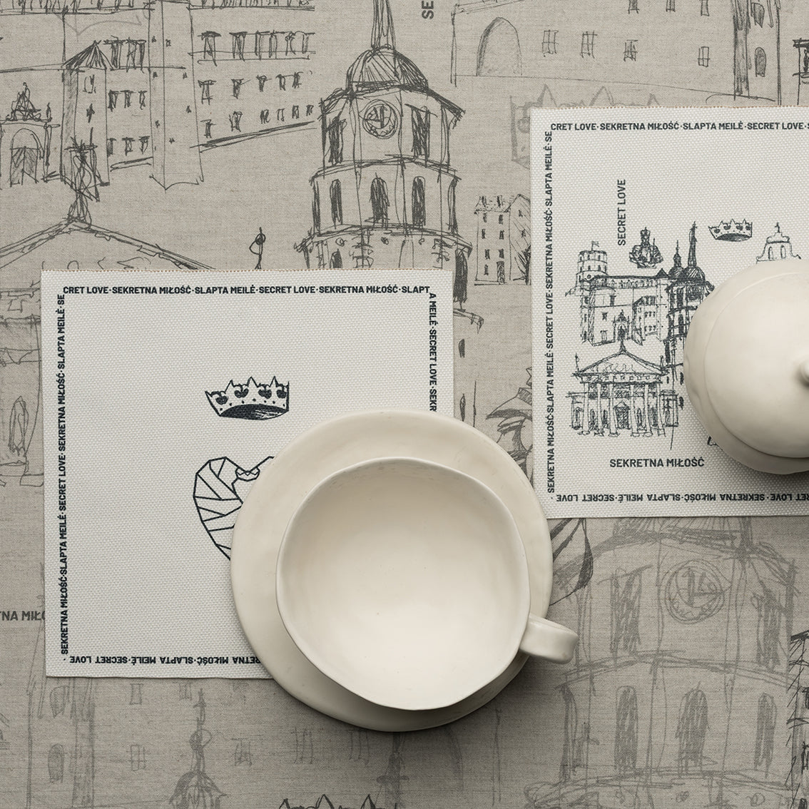 Stalo padėkliukai “Barboros ir Augusto istorijos žemėlapis” | balti | 6 vnt.