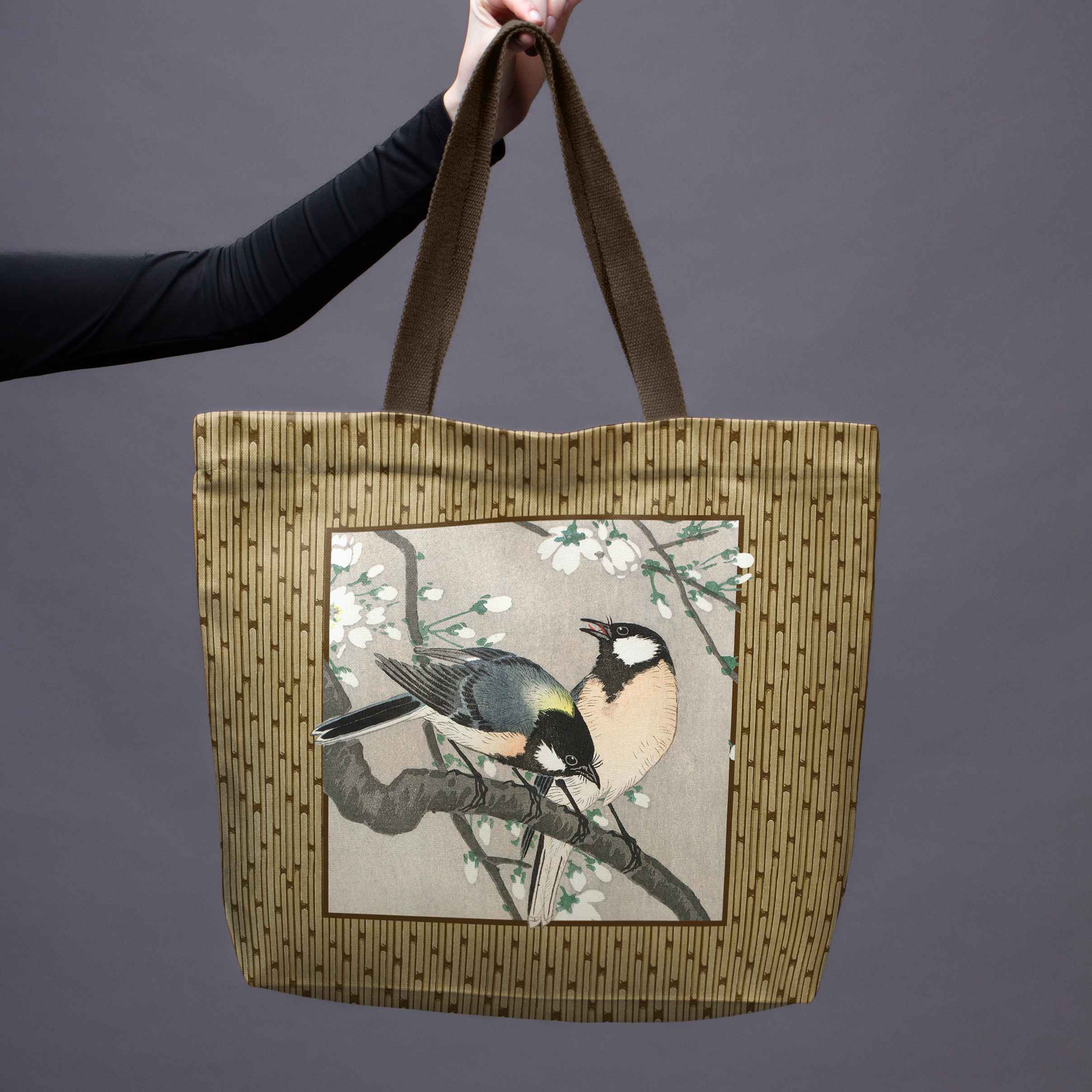 Pirkinių krepšys Ohara Koson „Zylės ant vyšnios šakelės