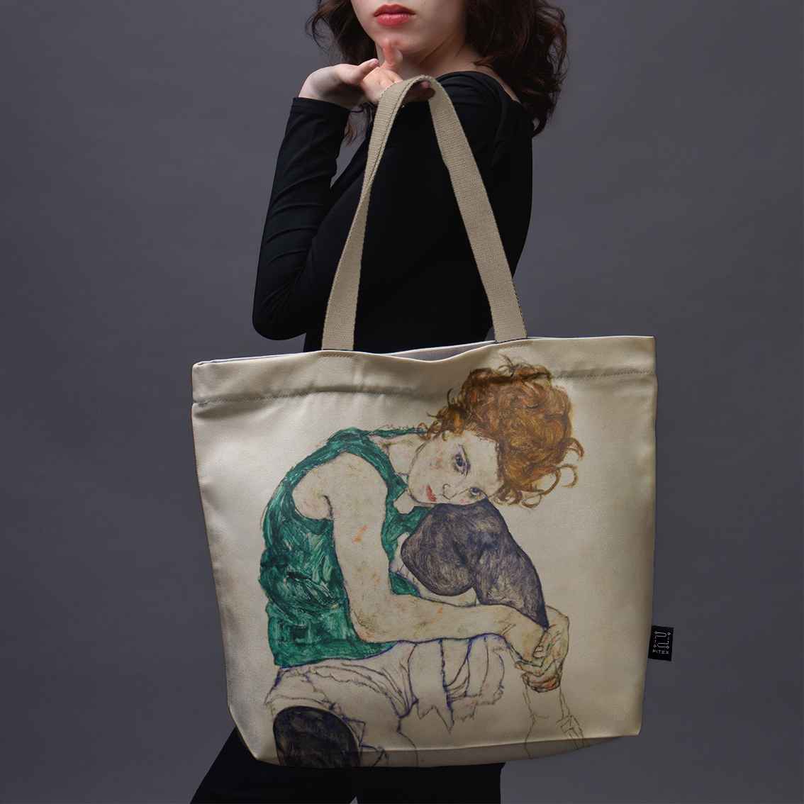 Pirkinių krepšys Egon Schiele „Seated Woman with Legs Drawn Up