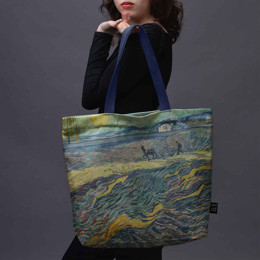 Pirkinių krepšys Vincent van Gogh „Field with Plowing Farmers