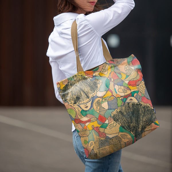 Pirkinių krepšiai moterims, Theresa van Cherry meilė, terba su piešiniu, dovanų idėjos, madingi moteriški aksesuarai
