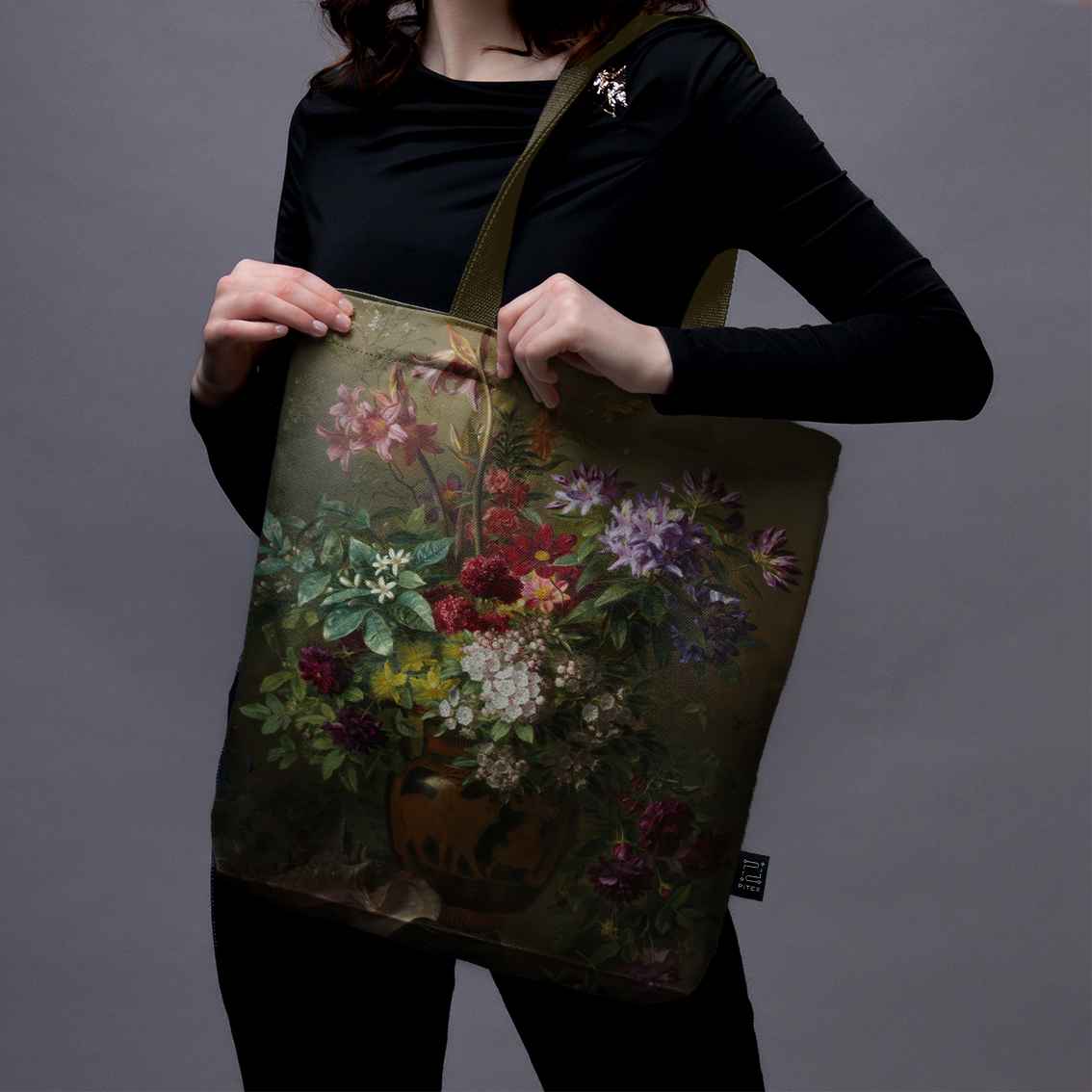 Pirkinių krepšys Gregorius van Os „Still Life with Flowers in a Greek Vase